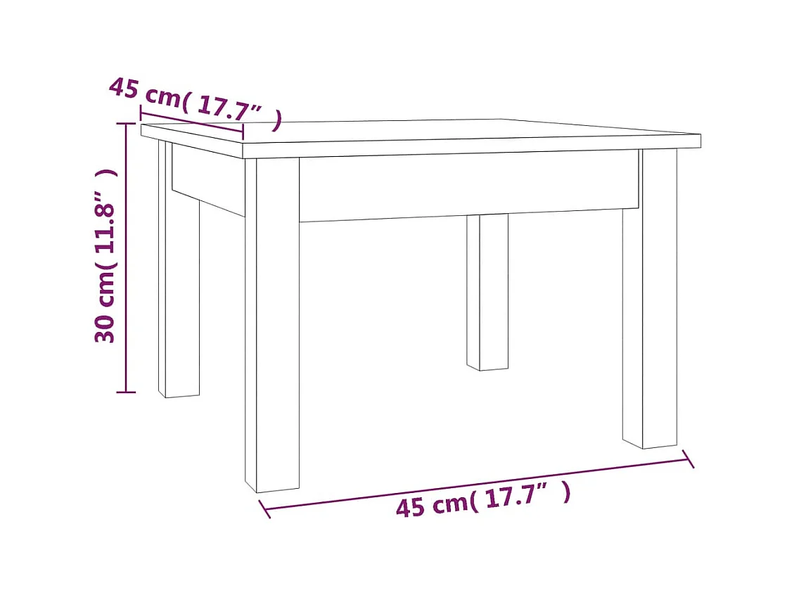 Salontafel Grijs 45x45x30 cm Massief grenenhout