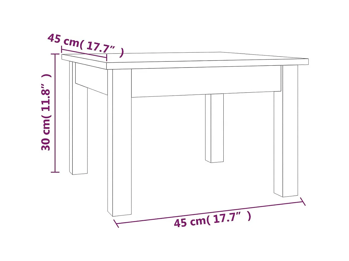 Salontafel Grijs 45x45x30 cm Massief grenenhout
