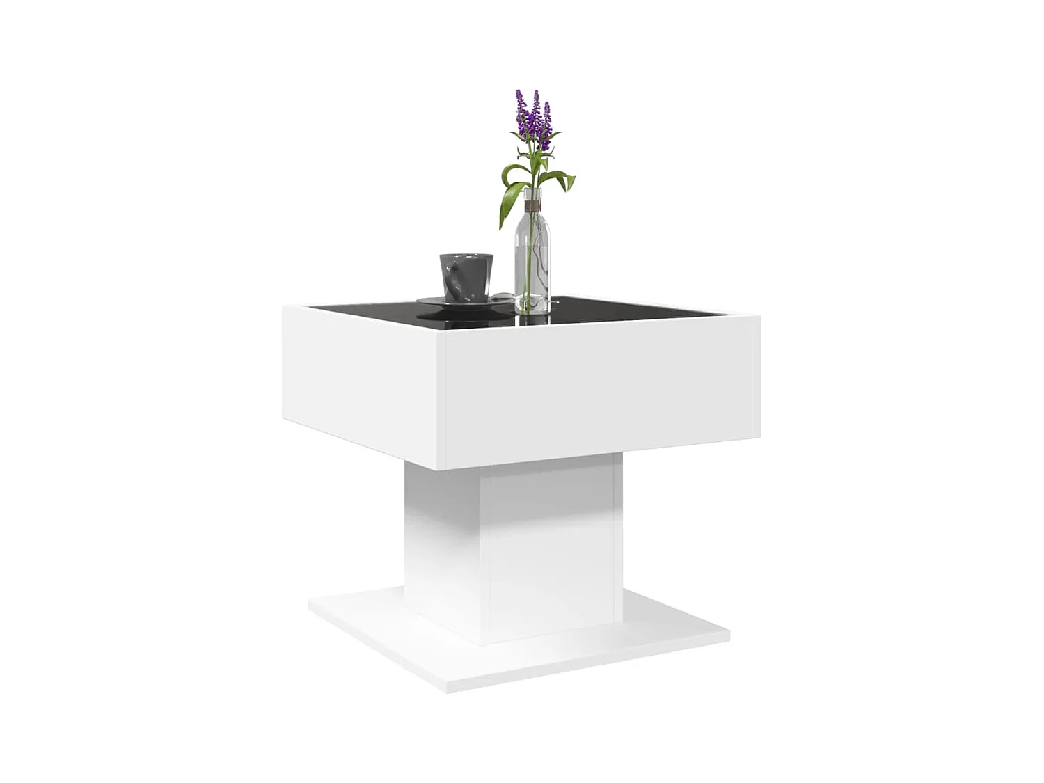 Table basse avec LED blanc 50x50x45 cm bois d'ingénierie