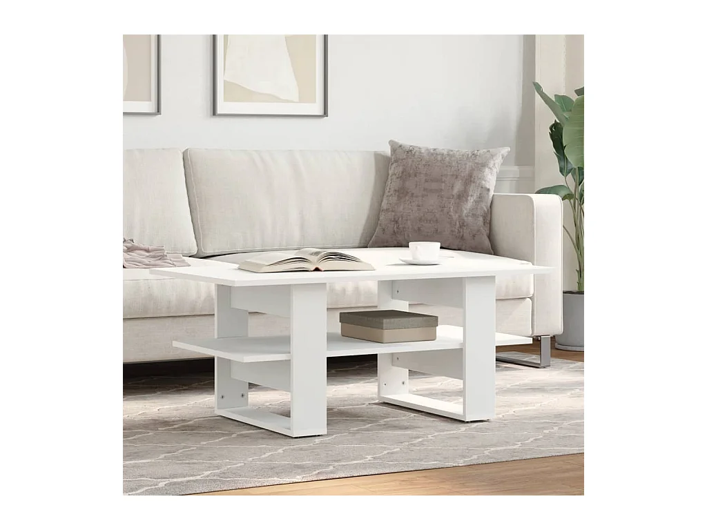 Table basse blanc 102x55x42 cm bois d'ingénierie