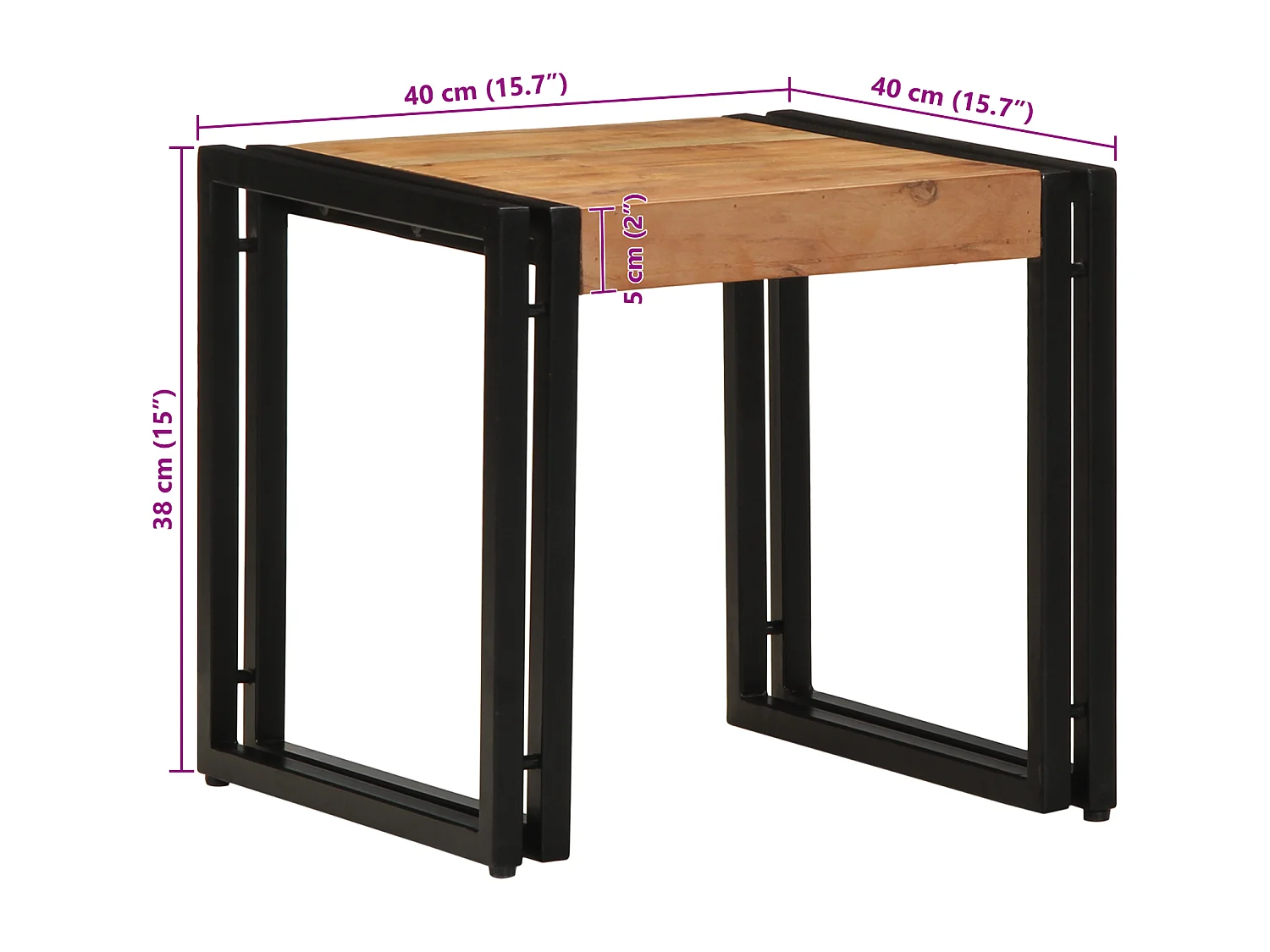 Table basse 40x50x38 cm en bois massif d'acacia