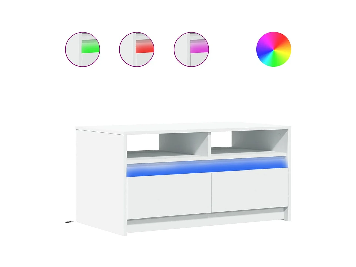 Salontafel met LED-verlichting, wit bewerkt hout