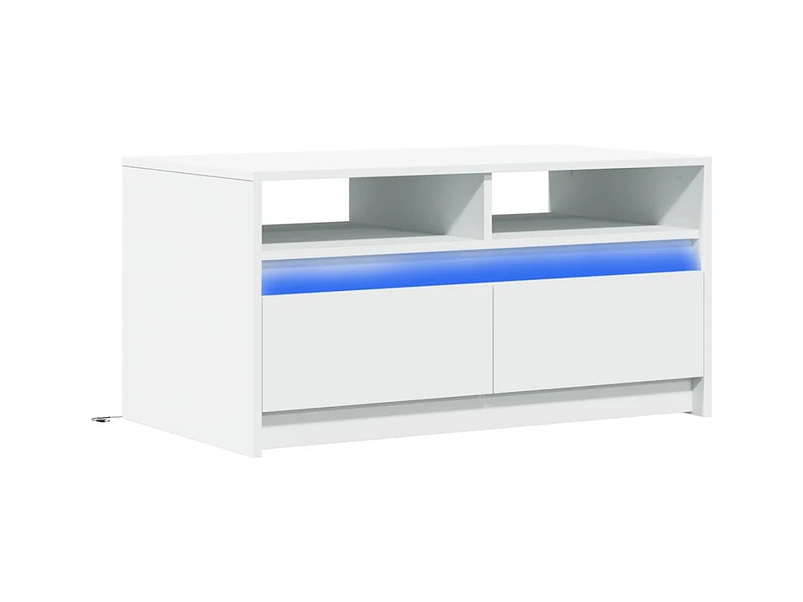 Salontafel met LED-verlichting, wit bewerkt hout