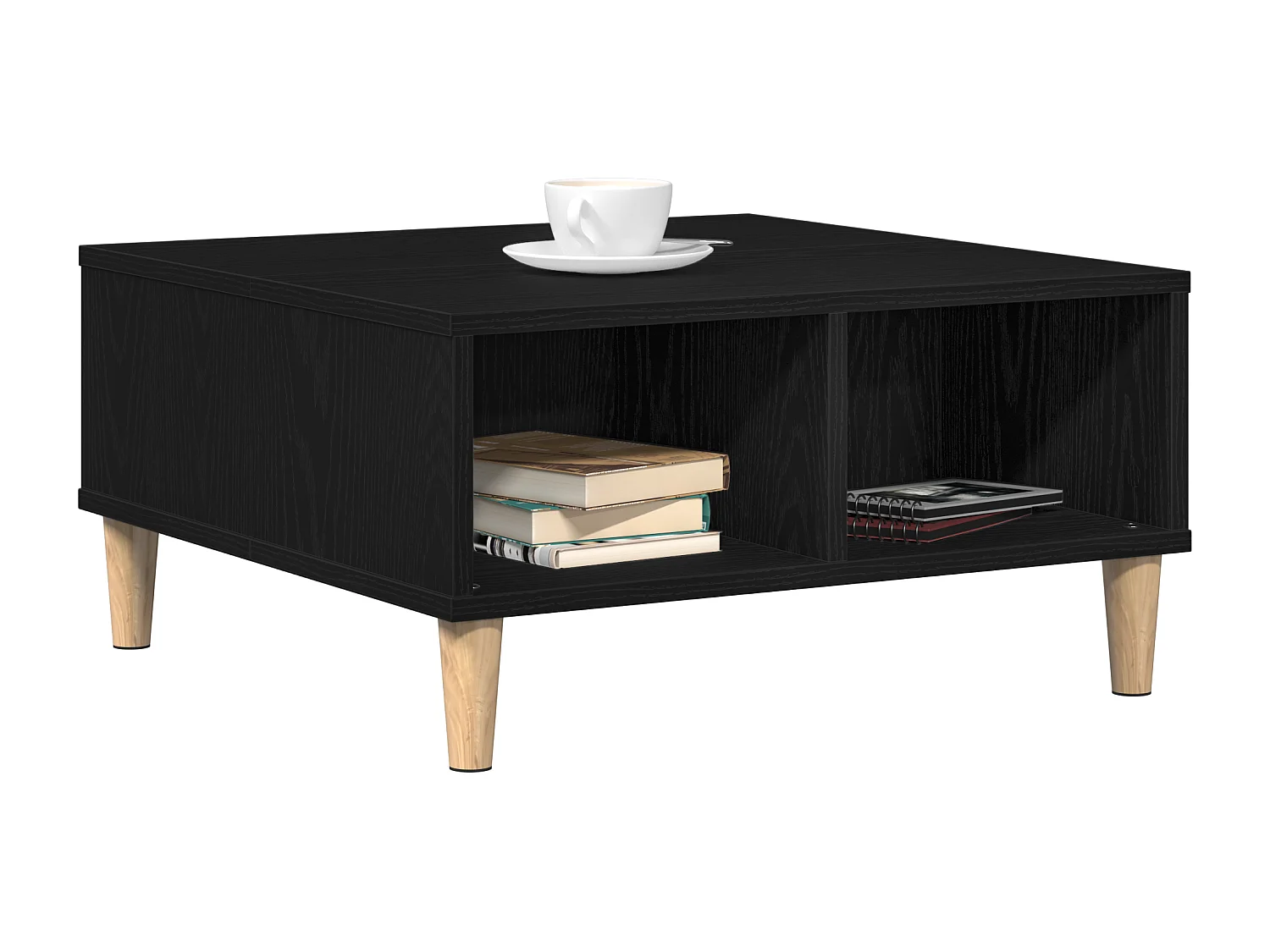 Table basse chêne noir 60x60x30 cm bois aggloméré