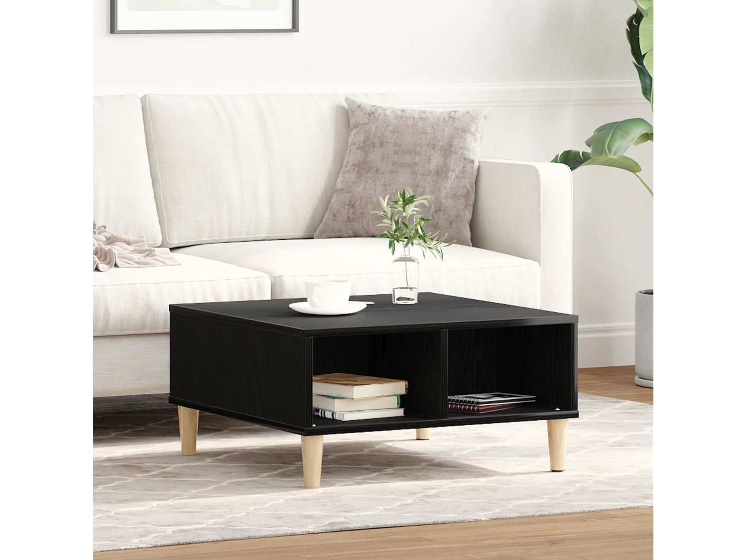 Couchtisch aus schwarzer Eiche, 60 x 60 x 30 cm, Spanplatte