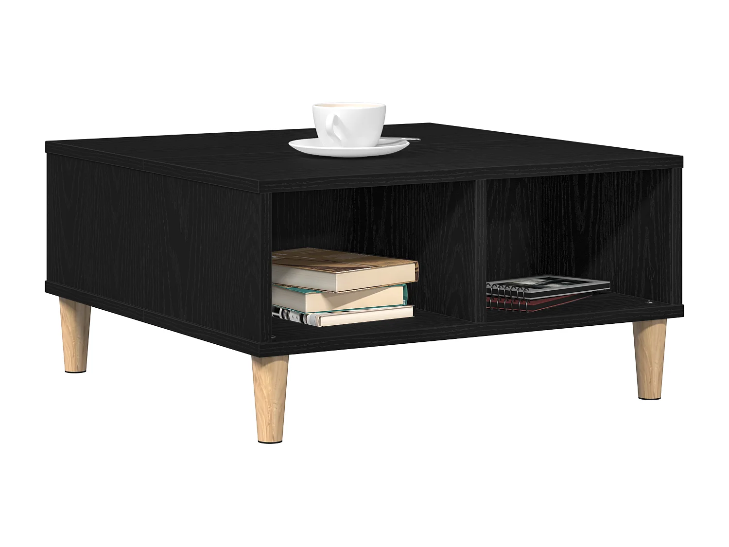 Couchtisch aus schwarzer Eiche, 60 x 60 x 30 cm, Spanplatte