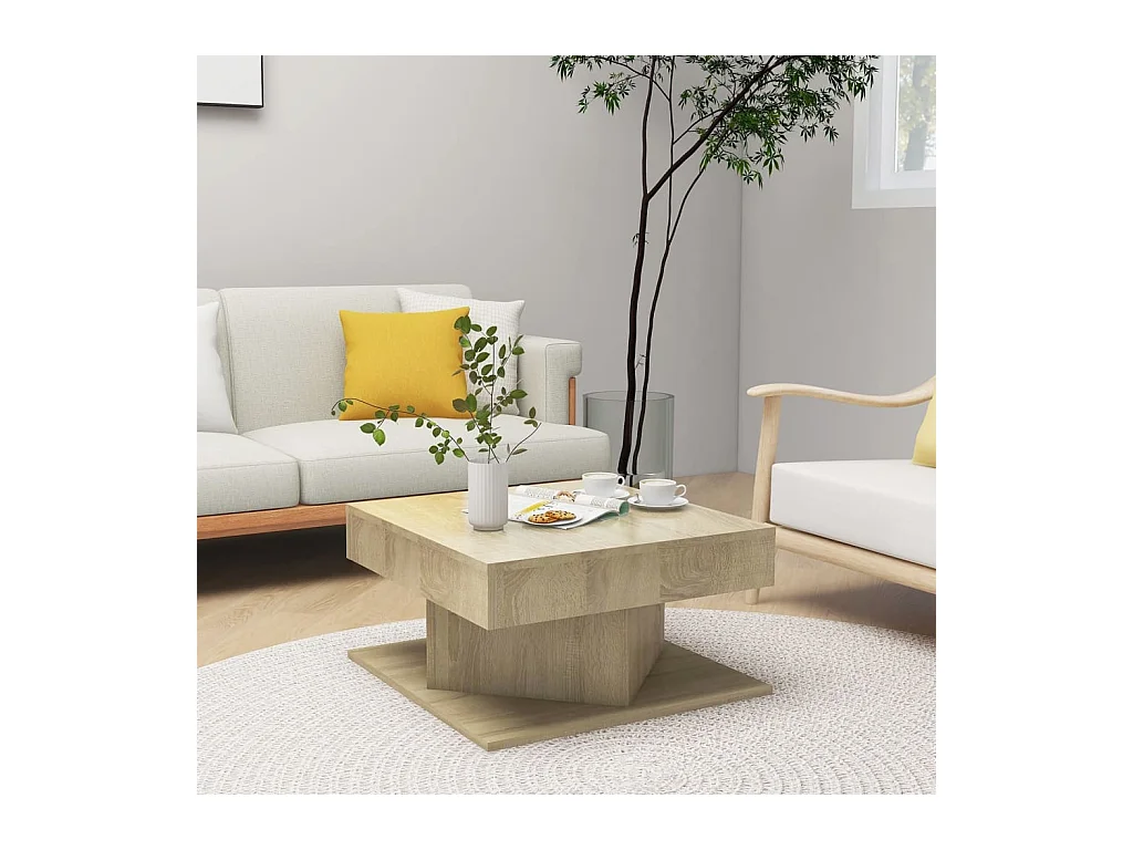 Couchtisch aus Sonoma-Eiche, 57 x 57 x 30 cm, Holzwerkstoff