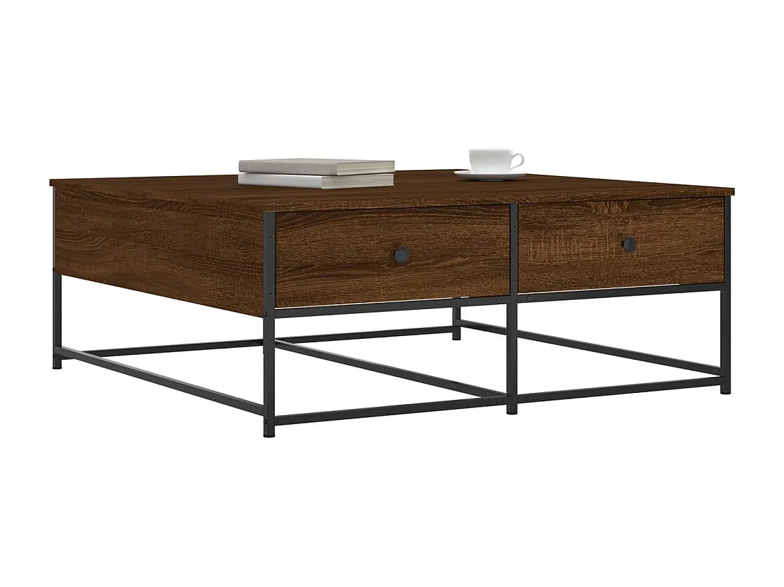 Table basse chêne marron 100x99x40 cm bois d'ingénierie