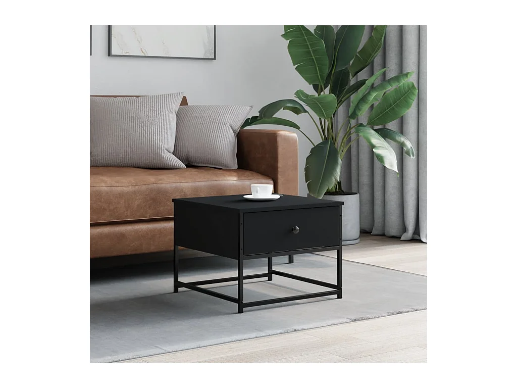 Table basse noir 51x51x40 cm bois d'ingénierie