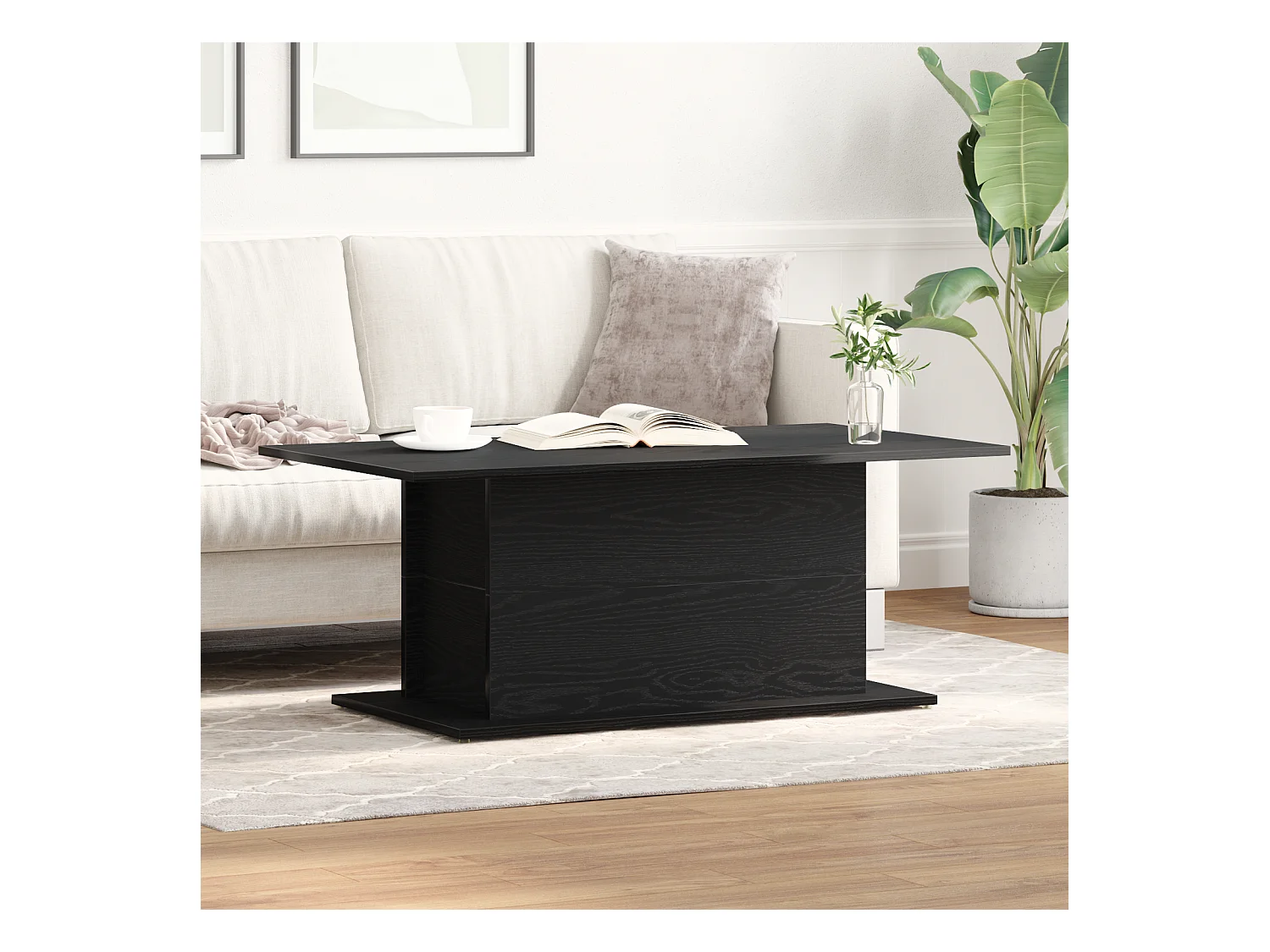 Table basse en chêne noir 102x55,5x40 cm en bois d'ingénierie