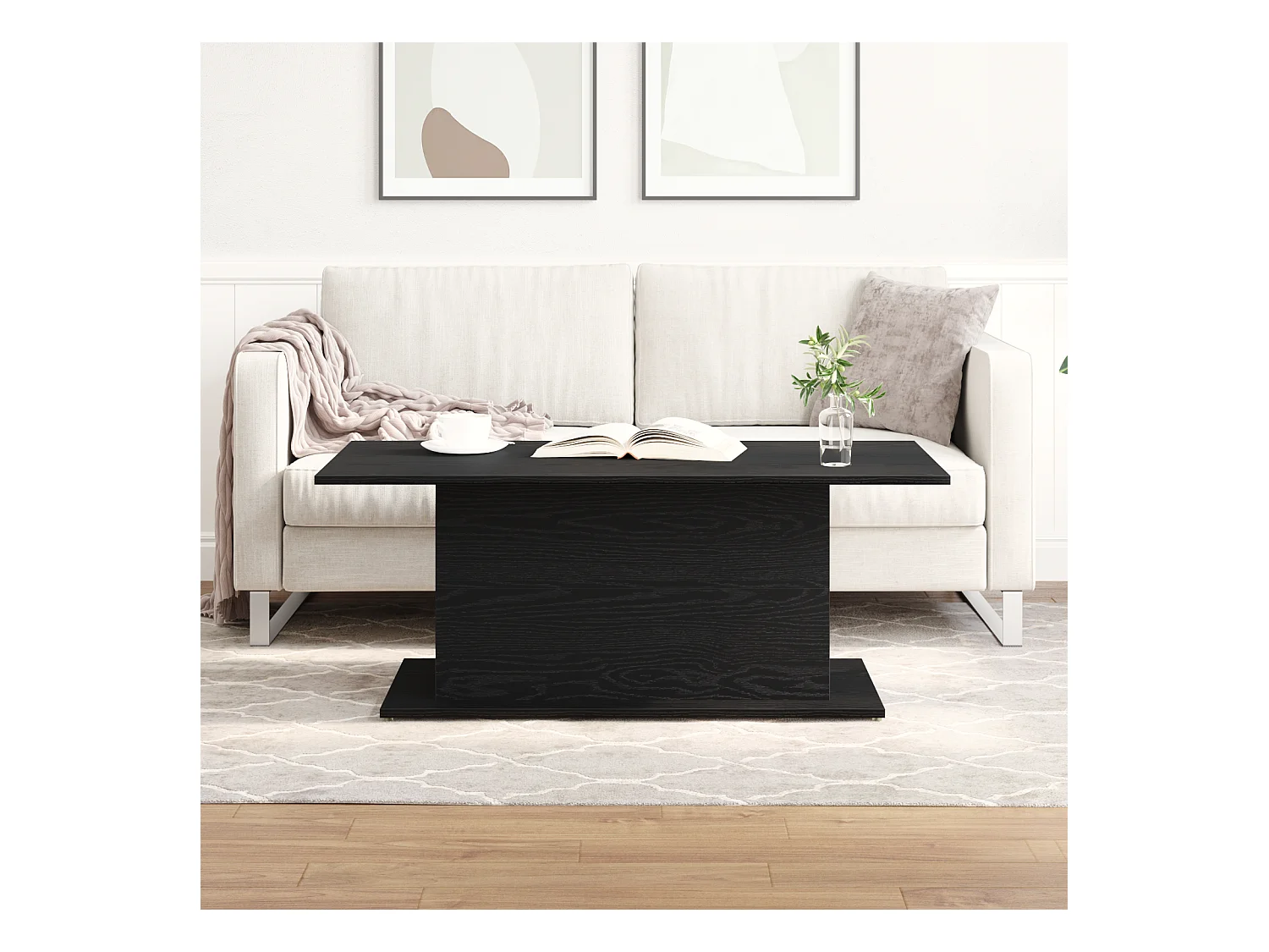 Tavolino da caffè in rovere nero 102x55,5x40 cm in legno ingegnerizzato