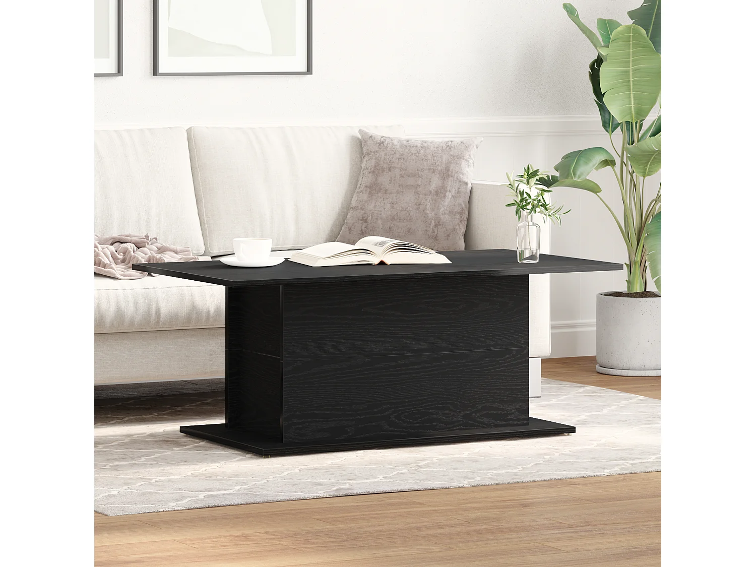 Table basse en chêne noir 102x55,5x40 cm en bois d'ingénierie