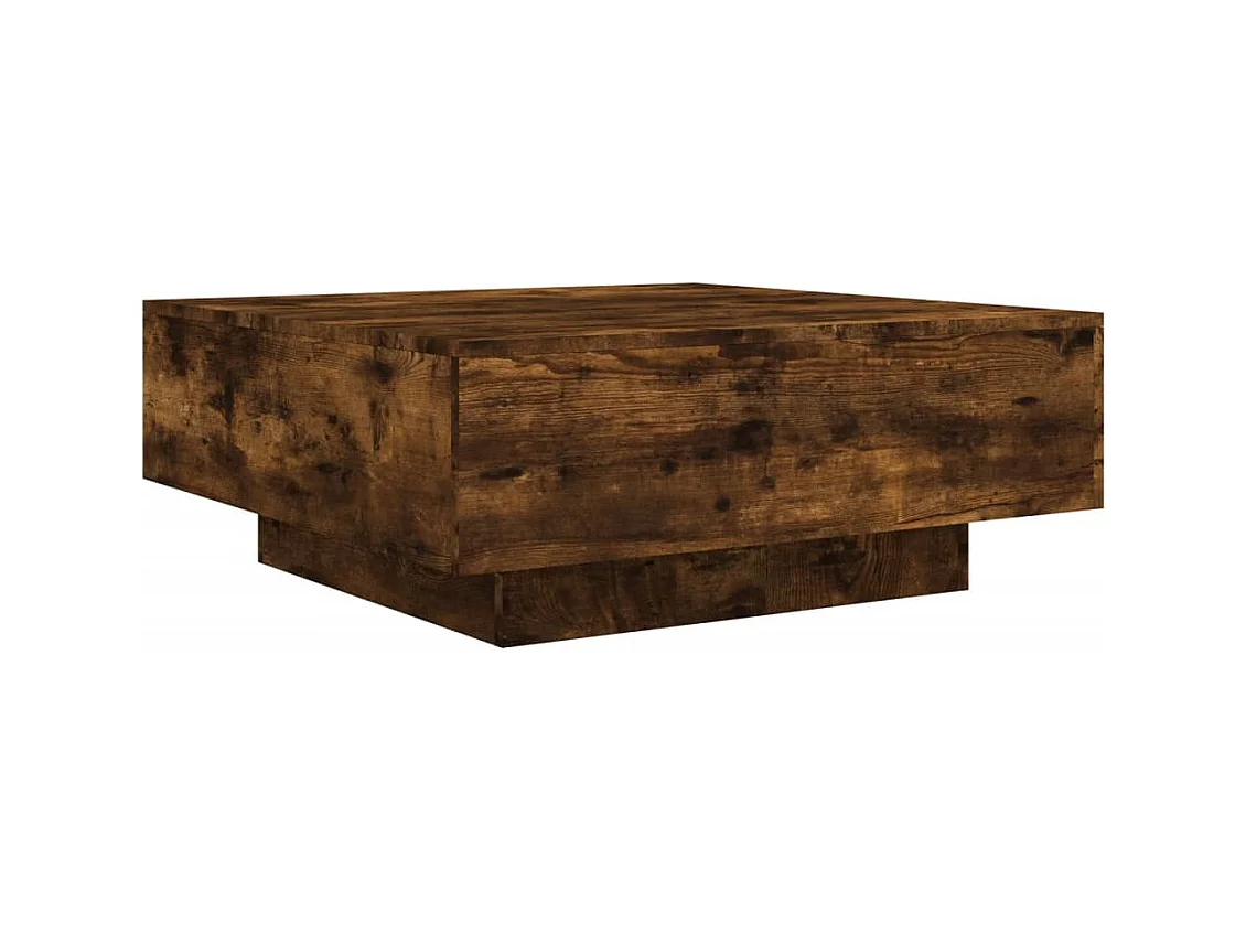 Mesa de centro con luces LED roble ahumado 80x80x31 cm