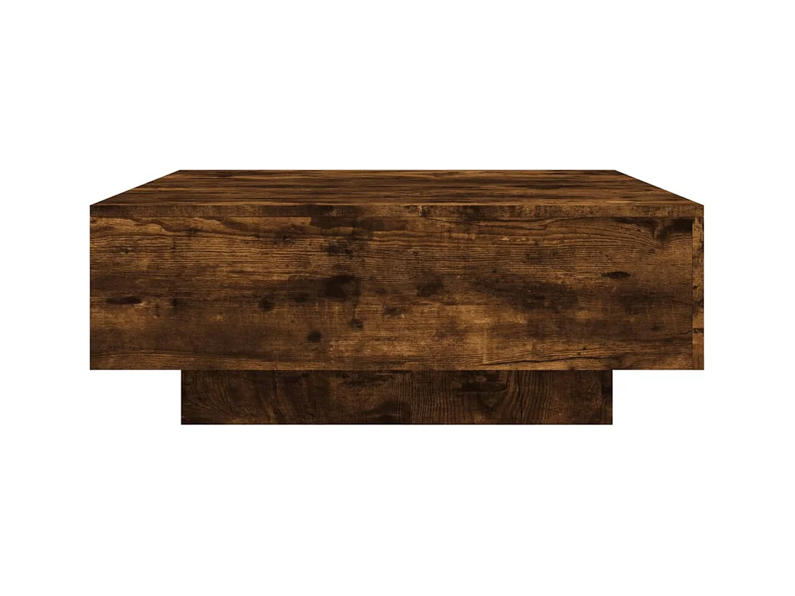 Mesa de centro con luces LED roble ahumado 80x80x31 cm