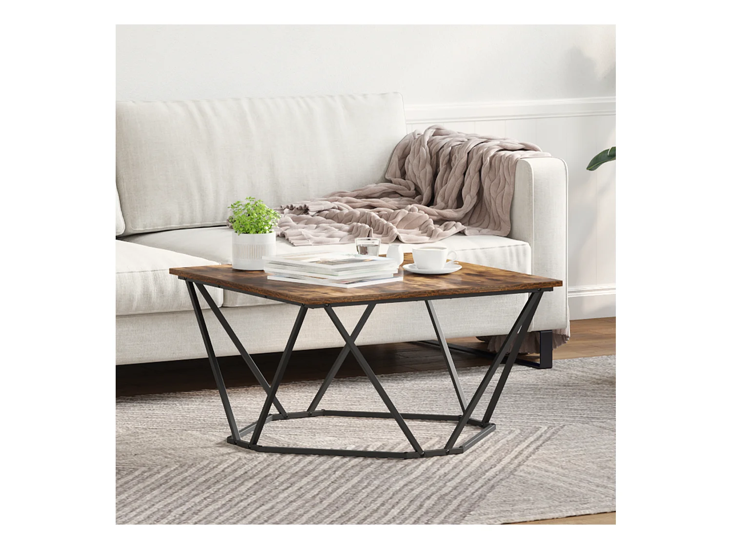 Table basse Chêne fumé 80x80x45 cm Bois reconstitué