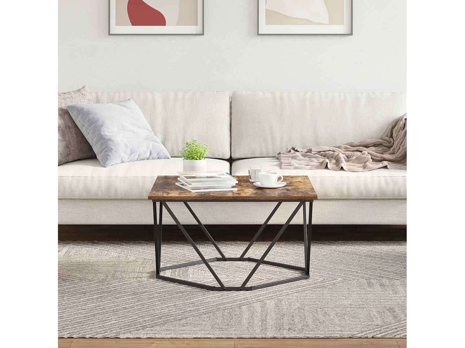 Table basse Chêne fumé 80x80x45 cm Bois reconstitué