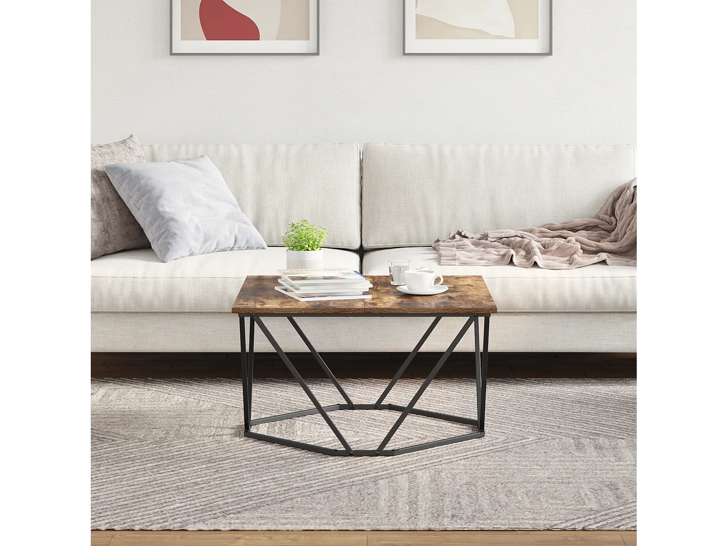 Table basse Chêne fumé 80x80x45 cm Bois reconstitué