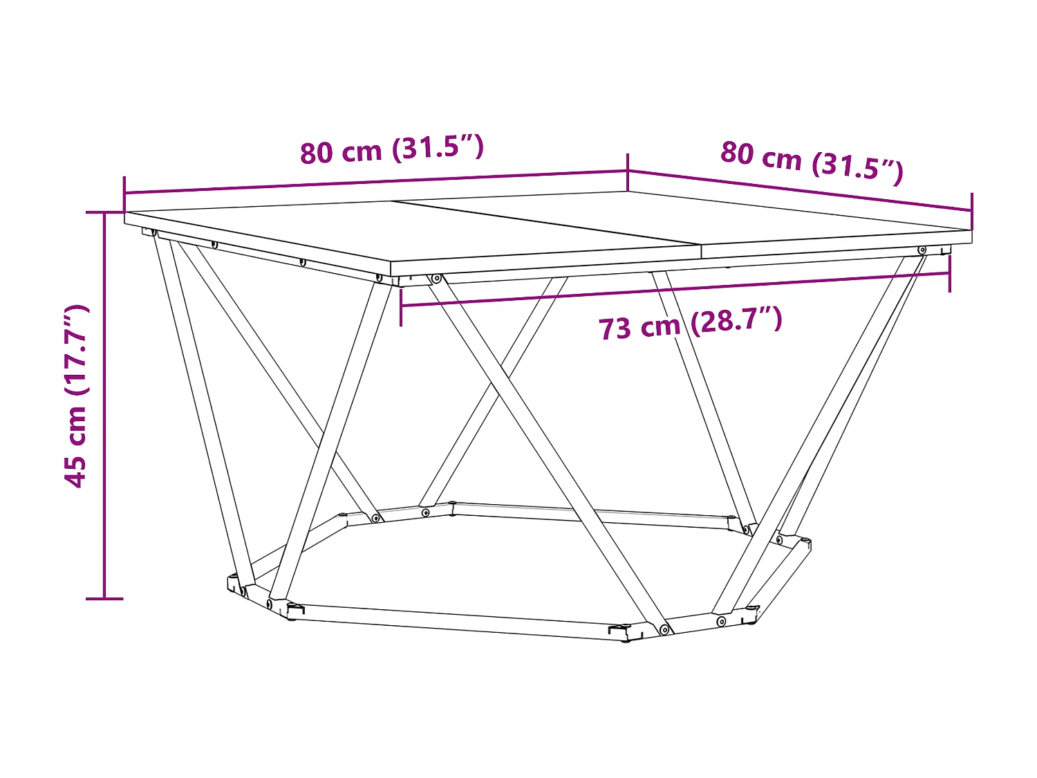 Table basse Chêne fumé 80x80x45 cm Bois reconstitué