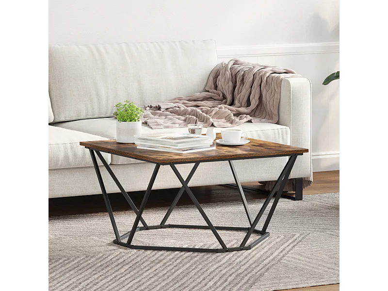 Couchtisch aus geräucherter Eiche 80x80x45 cm Rekonstituiertes Holz