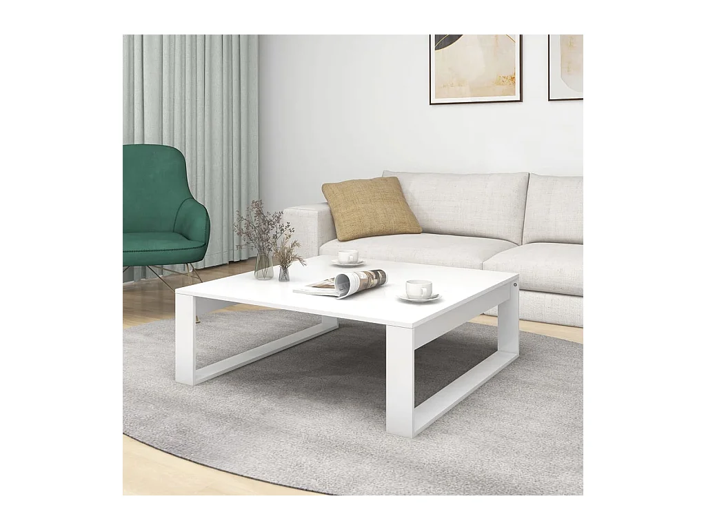 Table basse Blanc 100x100x35 cm Bois d’ingénierie