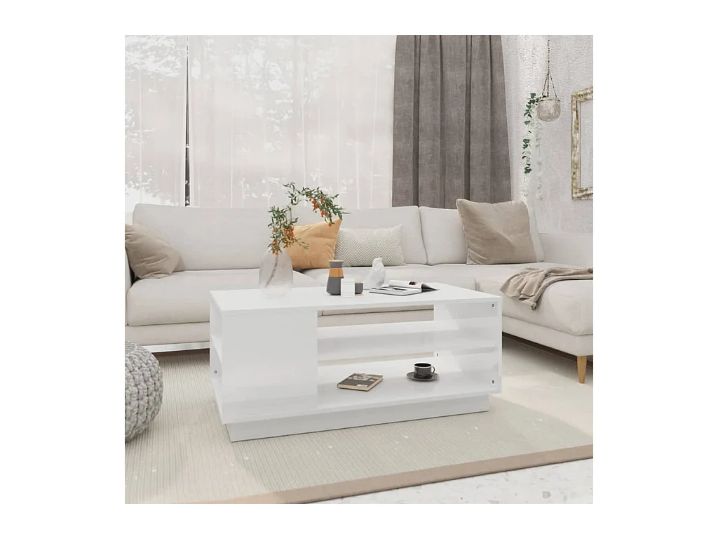 Table basse blanc 102x55x43 cm bois d'ingénierie