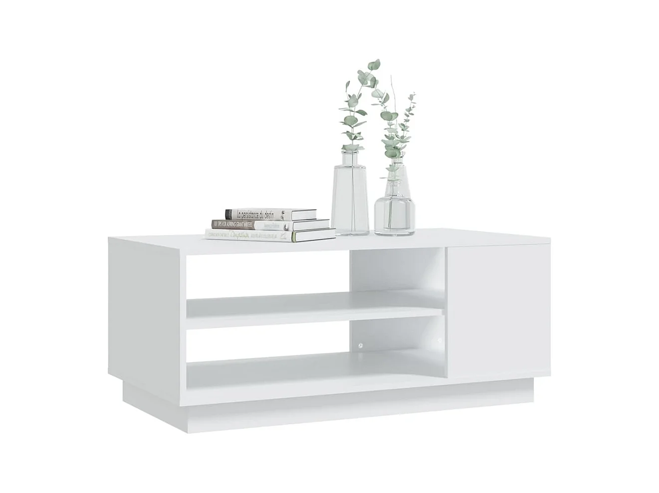 Table basse blanc 102x55x43 cm bois d'ingénierie