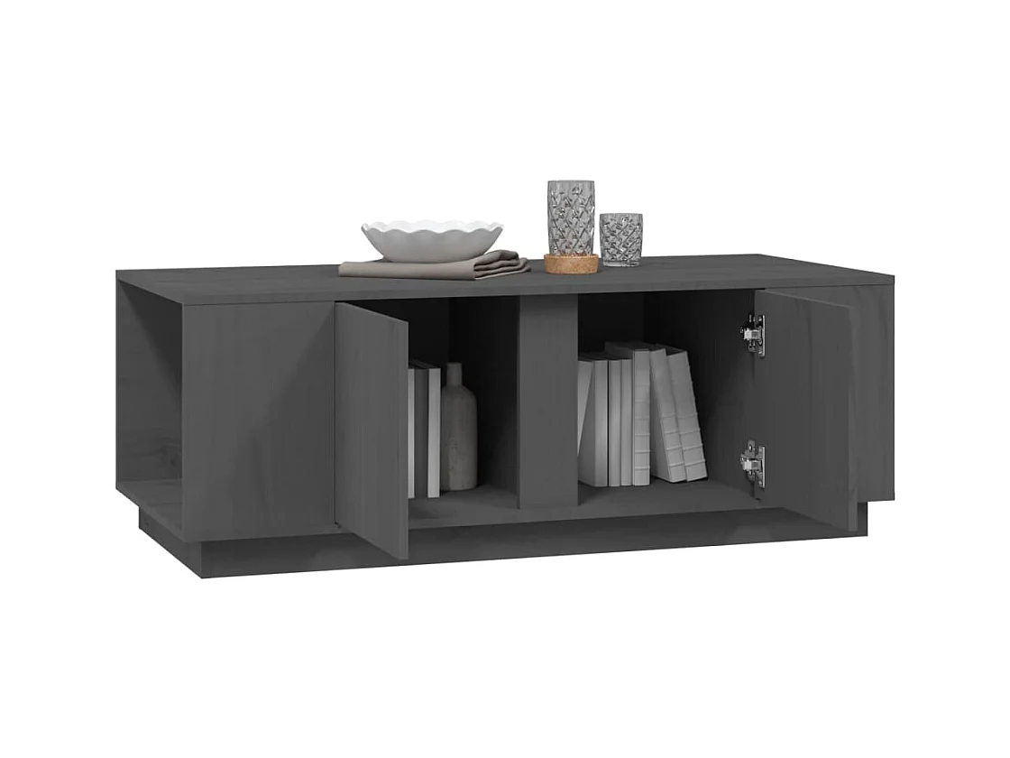 Table basse Gris 110x50x40 cm Bois massif de pin