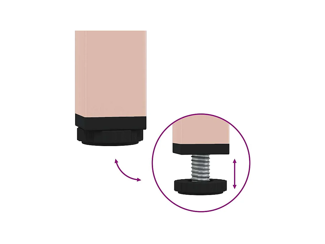 Table basse rose 101,5x50x43,5 cm acier laminé à froid