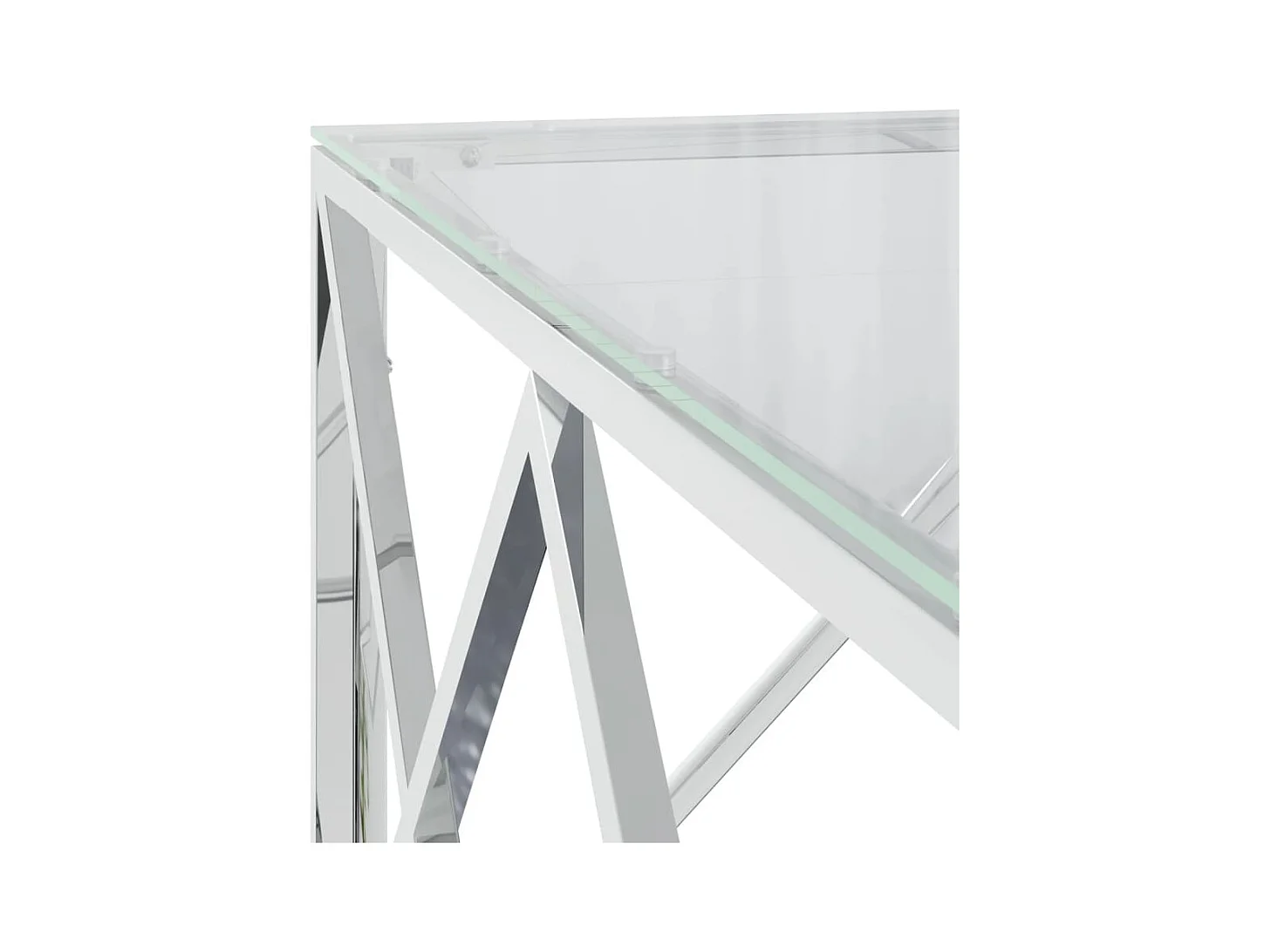 Table basse 80x80x40 cm acier inoxydable et verre