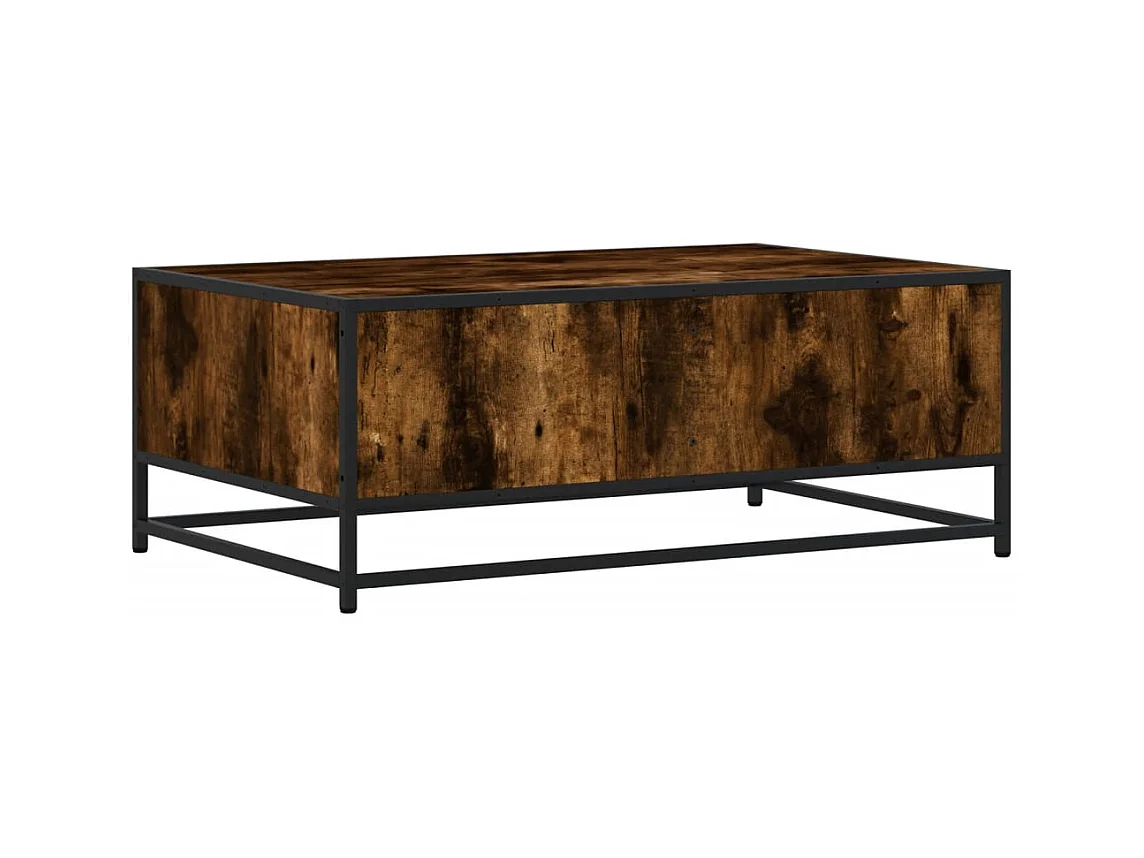 Mesa de centro de roble ahumado 90x57x35 cm de madera contrachapada y metal