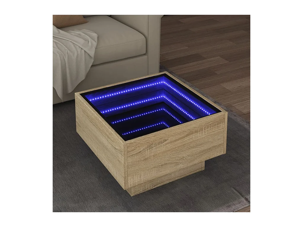 Table basse avec LED chêne sonoma 50x50x30 cm bois d'ingénierie