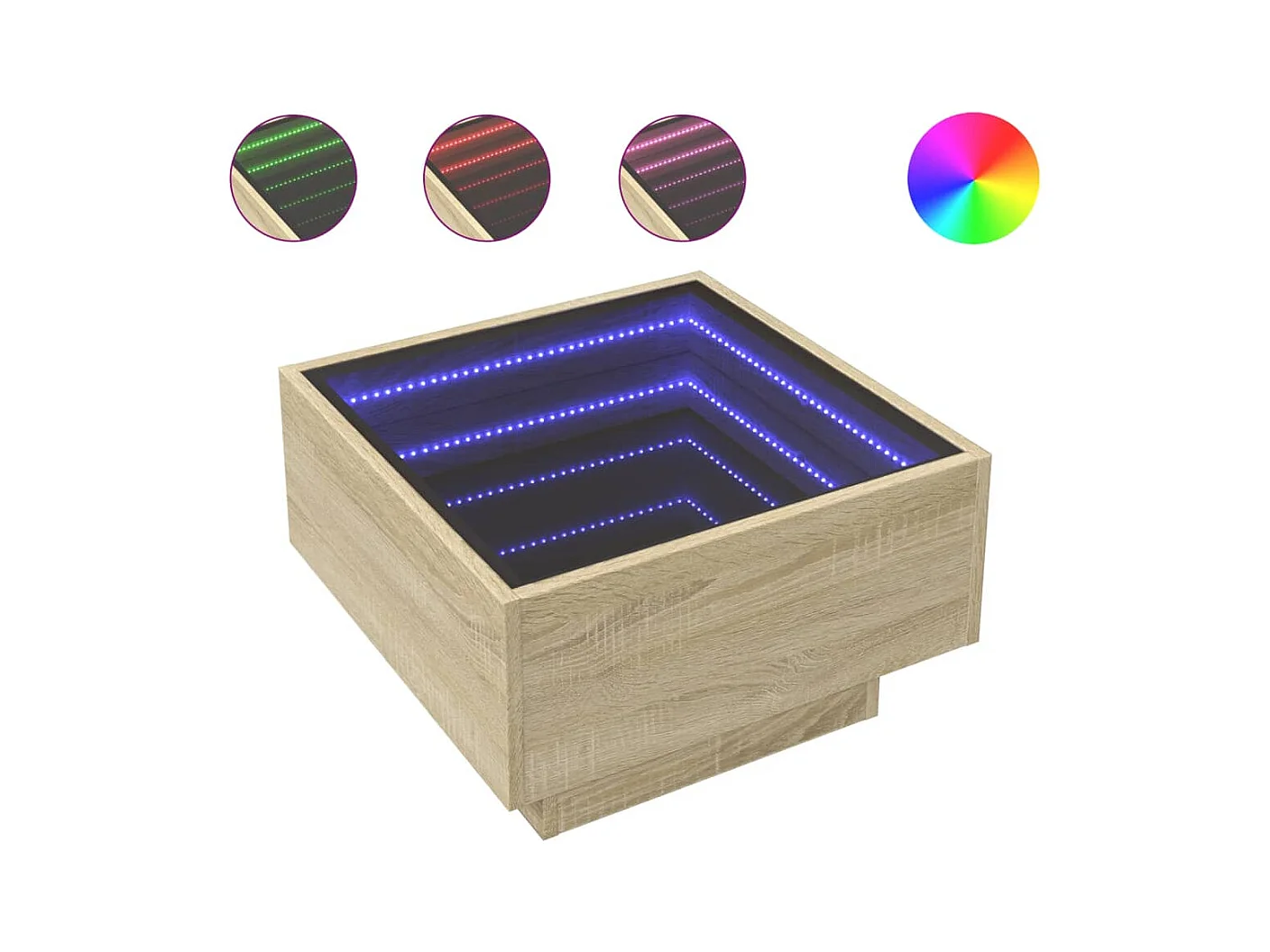 Table basse avec LED chêne sonoma 50x50x30 cm bois d'ingénierie