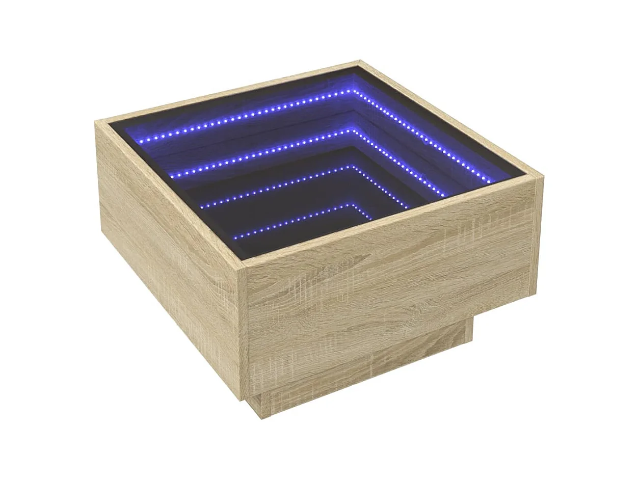 Table basse avec LED chêne sonoma 50x50x30 cm bois d'ingénierie