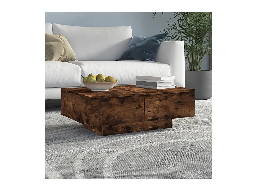 Table basse Chêne fumé 90x60x31 cm Bois d'ingénierie