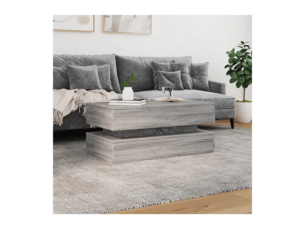 Table basse avec lumières LED gris sonoma 90x50x40 cm