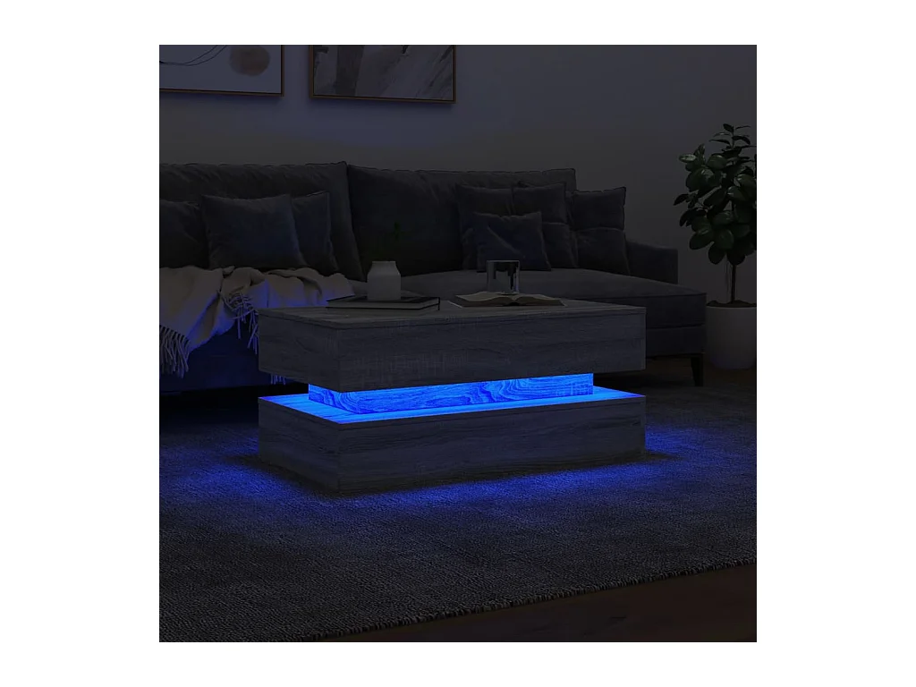 Table basse avec lumières LED gris sonoma 90x50x40 cm