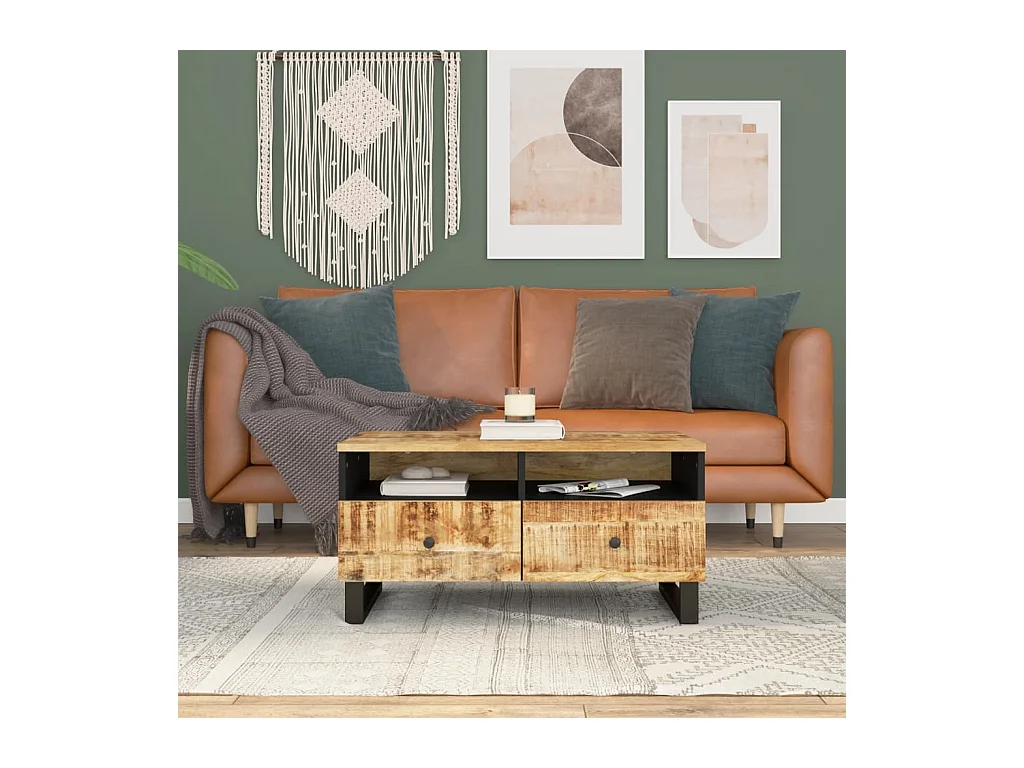 Table basse 80x54x40 cm Bois de manguier solide et d'ingénierie