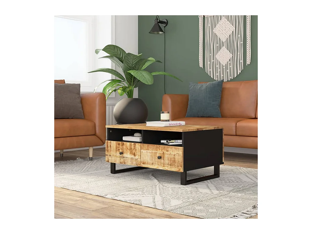 Table basse 80x54x40 cm Bois de manguier solide et d'ingénierie