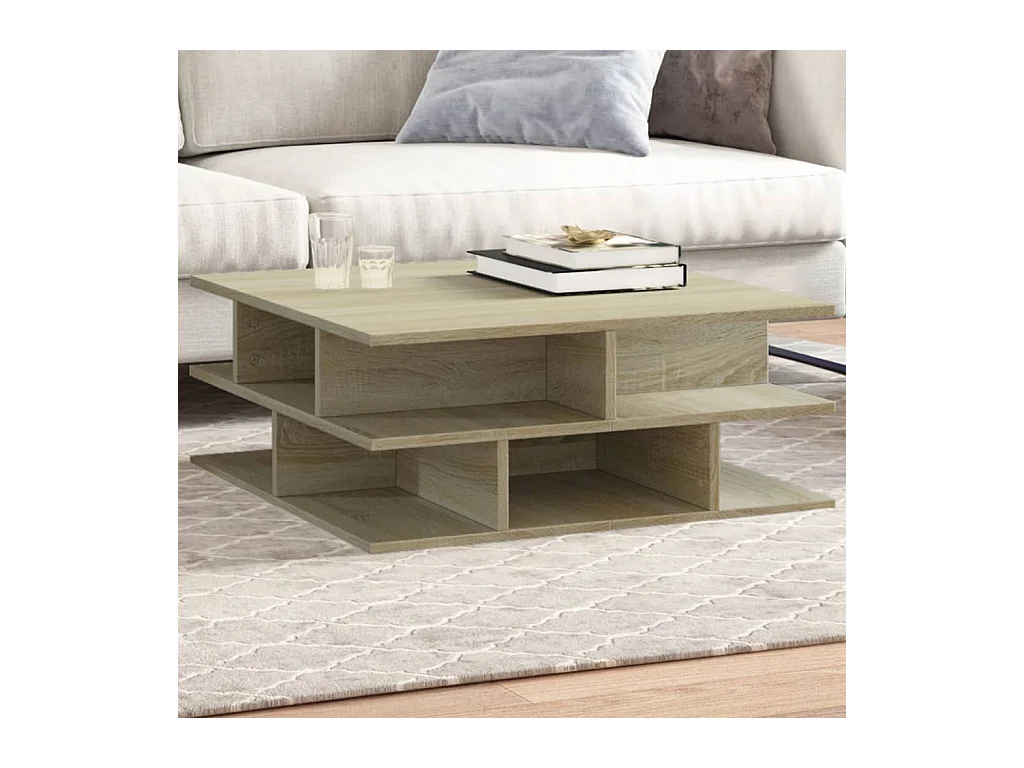 Table basse chêne sonoma 70x70x29 cm bois d'ingénierie