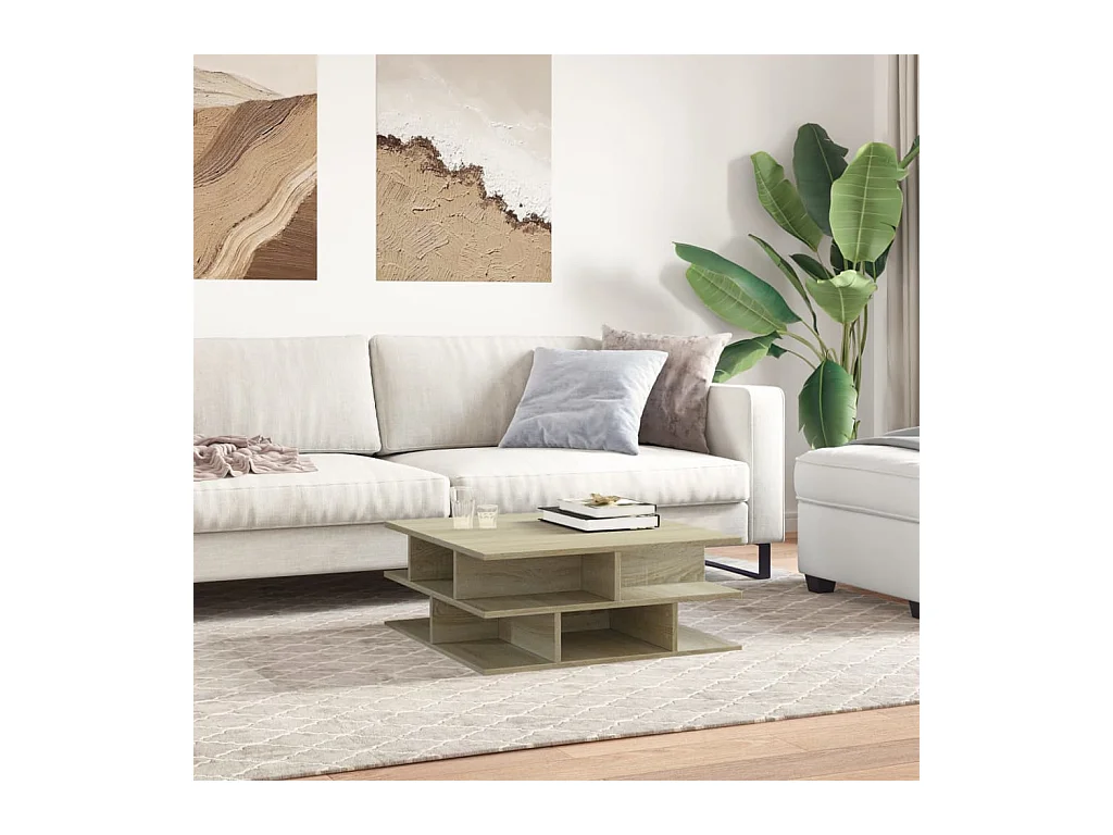 Table basse chêne sonoma 70x70x29 cm bois d'ingénierie