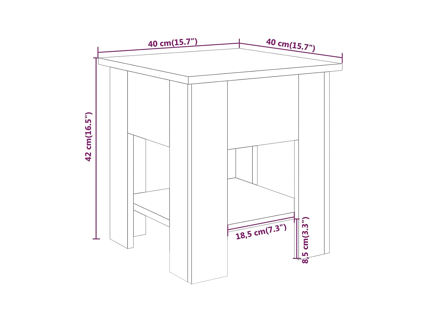 Tavolino Sonoma grigio 40x40x42 cm Legno ingegnerizzato