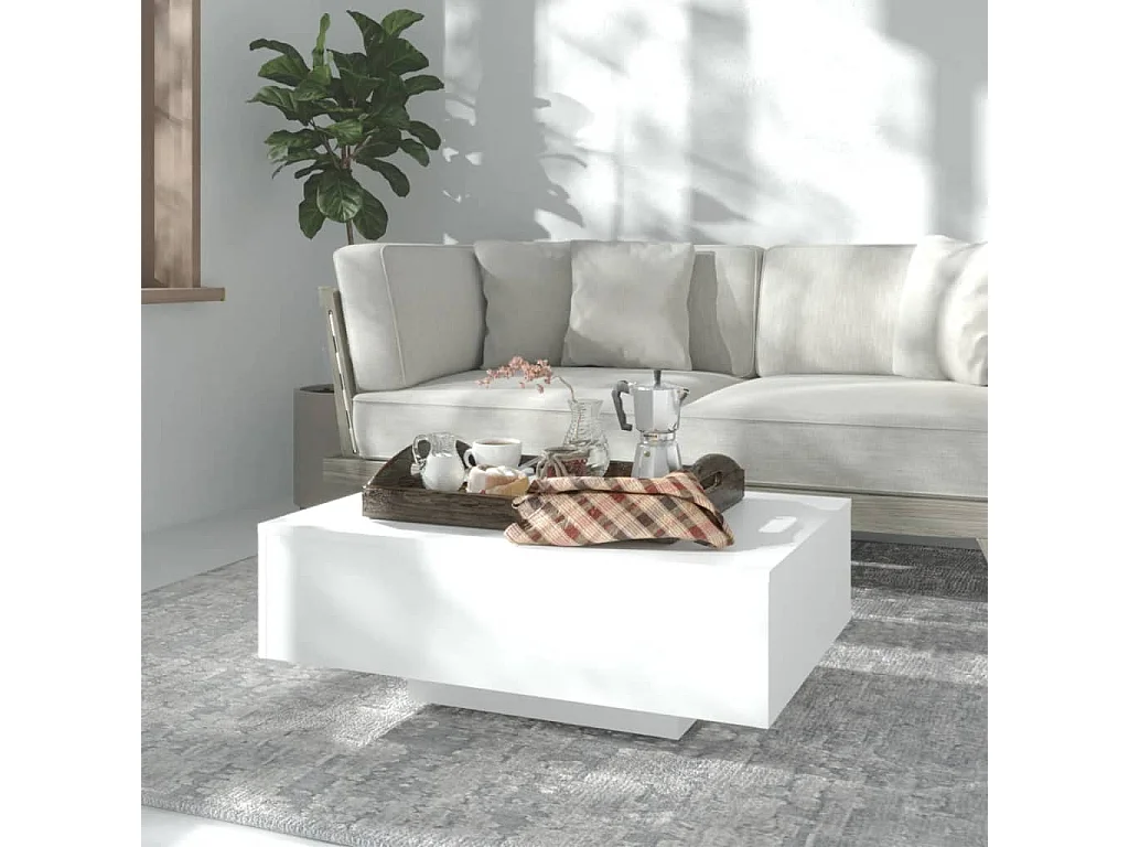 Table basse Blanc 85x55x31 cm Bois d'ingénierie