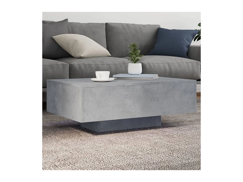 Salontafel met ledverlichting, betongrijs, 85x55x31 cm