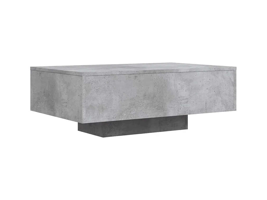 Salontafel met ledverlichting, betongrijs, 85x55x31 cm