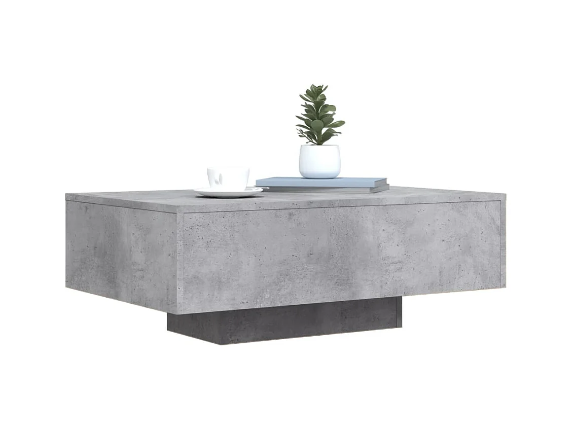 Salontafel met ledverlichting, betongrijs, 85x55x31 cm