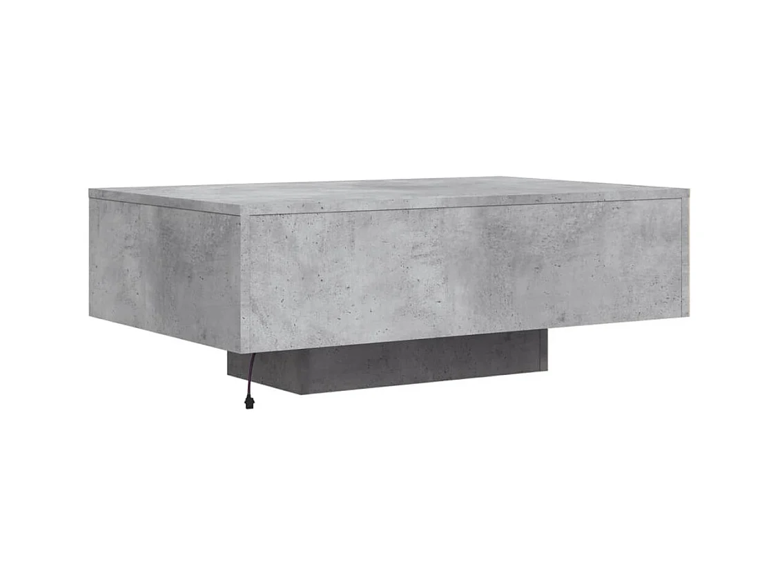 Salontafel met ledverlichting, betongrijs, 85x55x31 cm