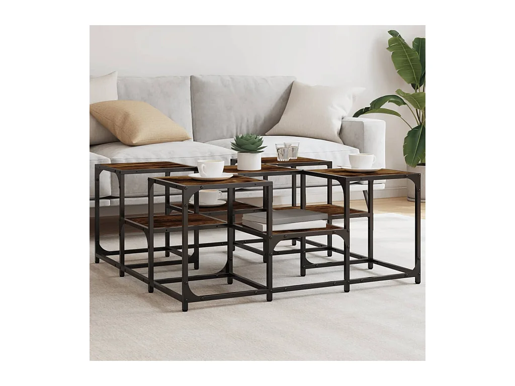 Table basse chêne fumé 91x91x40 cm bois d'ingénierie