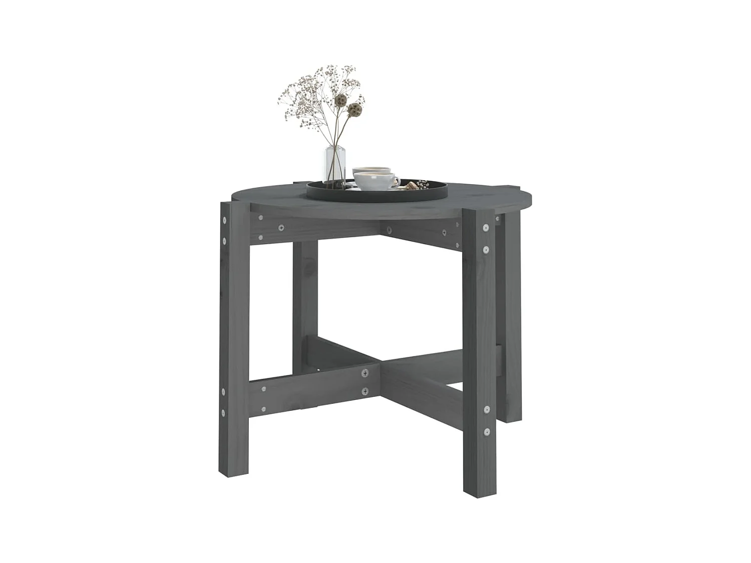 Table basse Gris Ø 62,5x45 cm Bois massif de pin