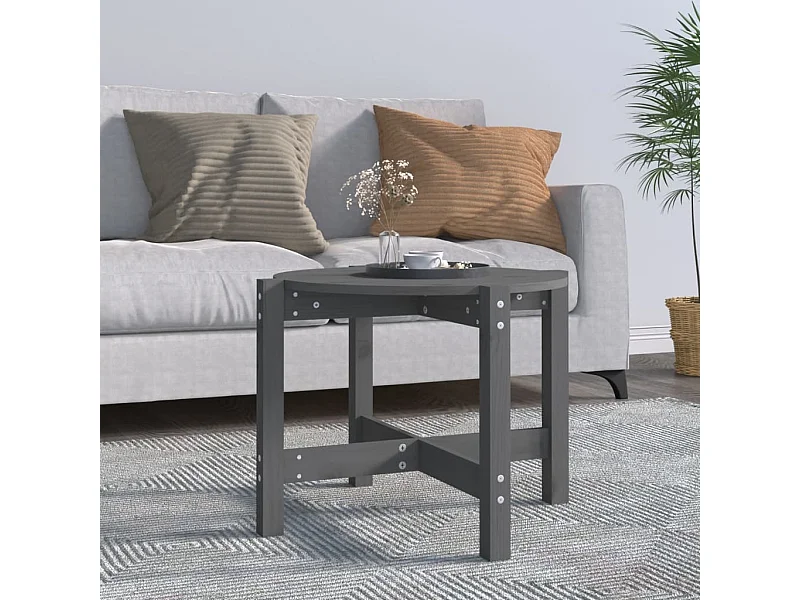 Table basse Gris Ø 62,5x45 cm Bois massif de pin
