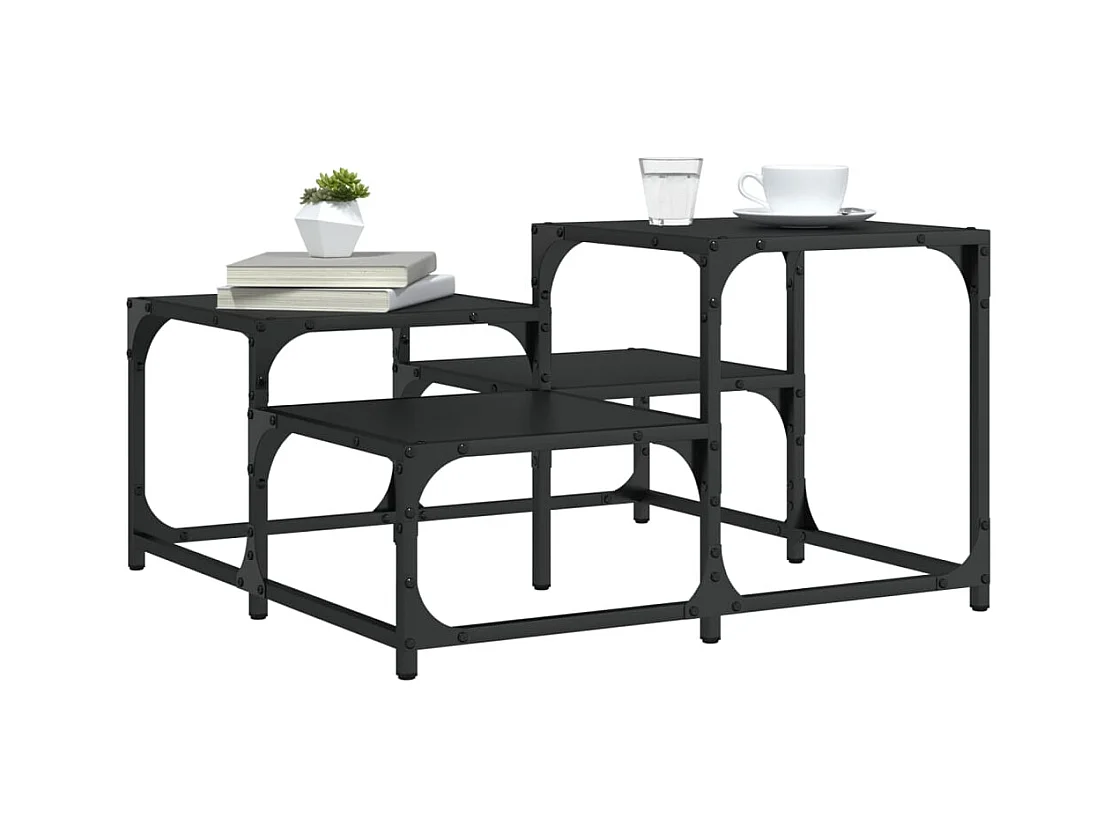 Schwarzer Couchtisch 68x68x40 cm Holzwerkstoff